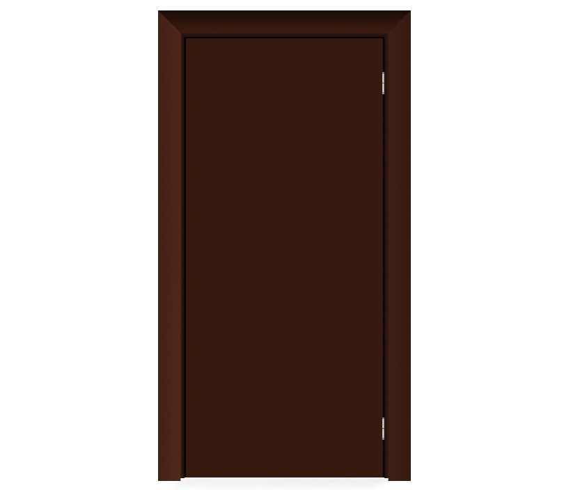 Влагостойкая дверь ПВХ EtaDoor глухая коричневая маятниковая одностворчатая с ПВХ кромкой