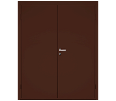Влагостойкая дверь ПВХ EtaDoor глухая коричневая двухстворчатая с алюминиевой кромкой