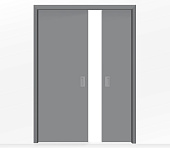 Дверь пенал раздвижная встроенная в стену двустворчатая серая глухая