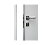 Влагостойкая дверь ПВХ EtaDoor с окном белая одностворчатая с алюминиевой кромкой