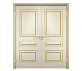 Двухстворчатая дверь глухая Милан ДГ3 с патиной слоновая кость