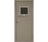 Влагостойкая дверь ПВХ EtaDoor с передаточным окном цвет мокко одностворчатая с ПВХ кромкой