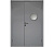 Влагостойкая дверь ПВХ EtaDoor с иллюминатором серая полуторастворчатая с алюминиевой кромкой